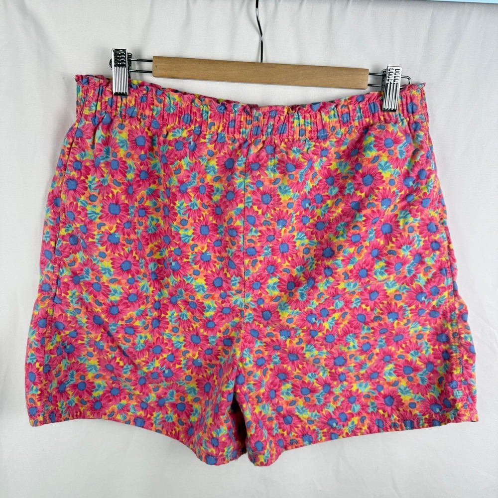 Hanna‎ Andersson Pink Floral Cotton Shorts Medium Pockets Kidcore Colorful Retro